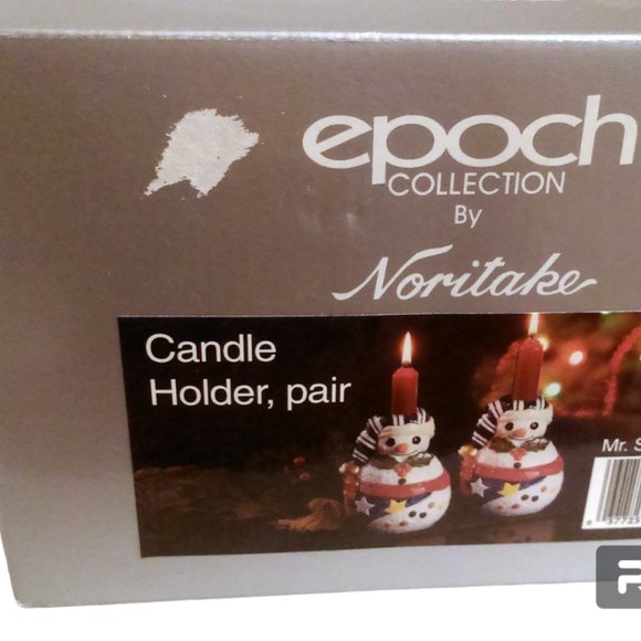 Vintage. Snowman Candlestick Holders Epoch Collection by Noritake, Taper Candle - Picture 10 of 13